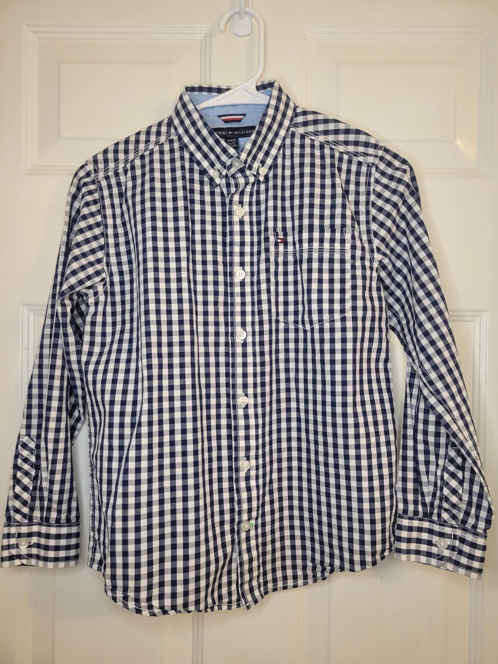 Tommy Hilfiger Boys Medium Navy & White Gingham Button-Down Shirt